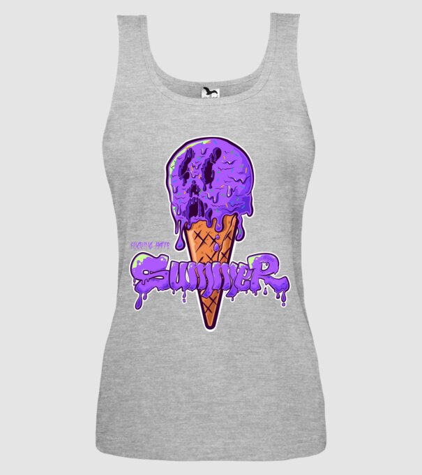 i f HATE summer | Purple minta szürke pólón